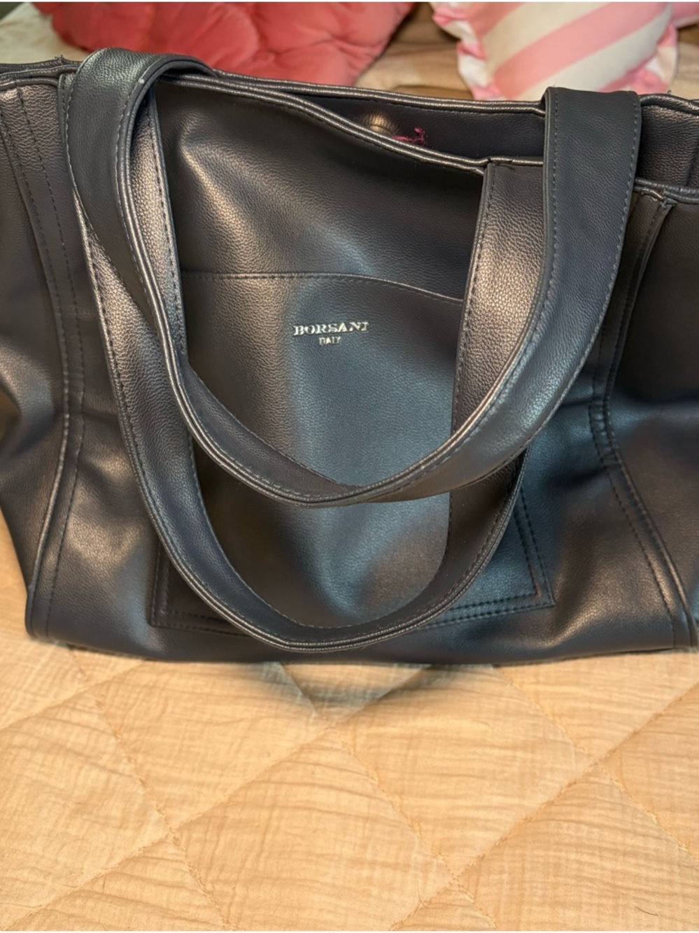 Borsani Italy Tote Bag Navy Blue & Pink